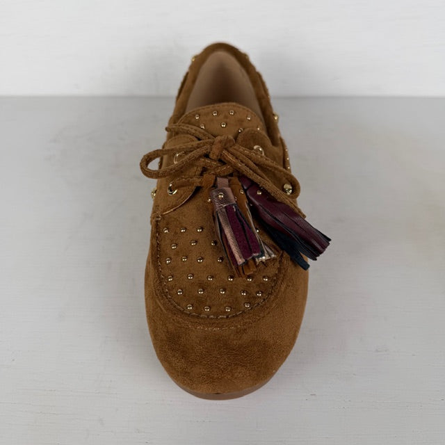 Posh by Poelman loafers met franjes camel