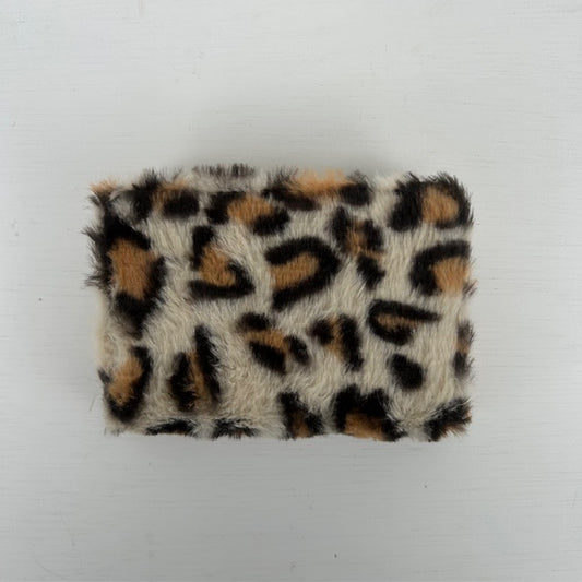Furry panter portemonnee beige