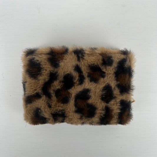 Furry panter portemonnee bruin
