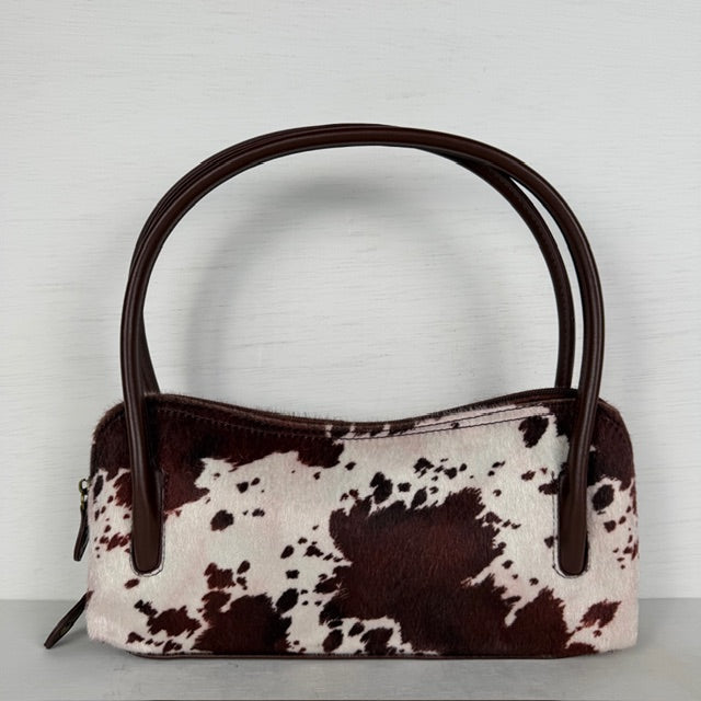 Leuk schoudertasje/ handtasje met dierenprint koe