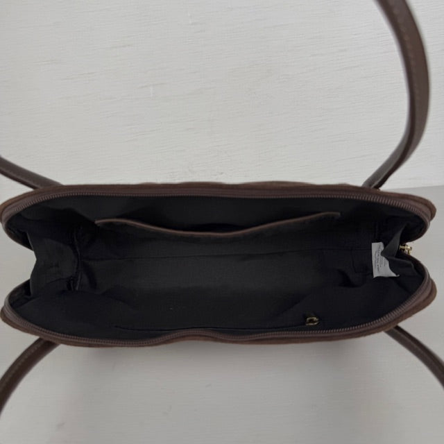 Leuk suèdine schoudertasje/ handtasje bruin