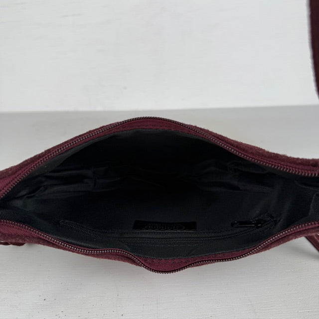Real leather schoudertasje met franjes bordeaux rood