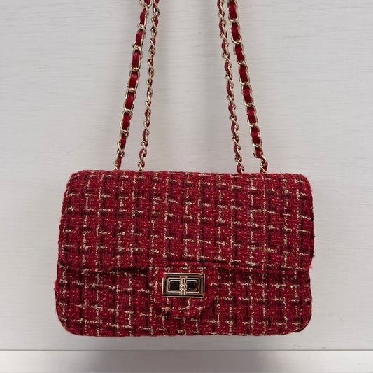 Tweed schoudertasje rood