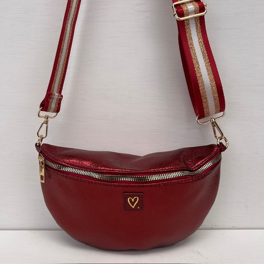 Metallic love crossbodytasje rood