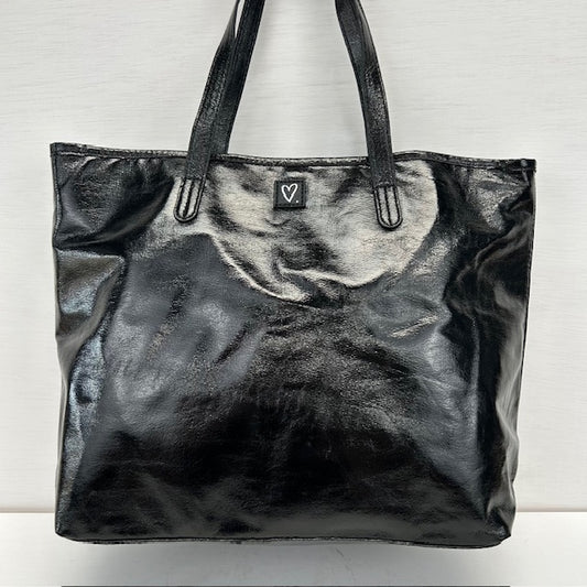 Metallic love shopper zwart
