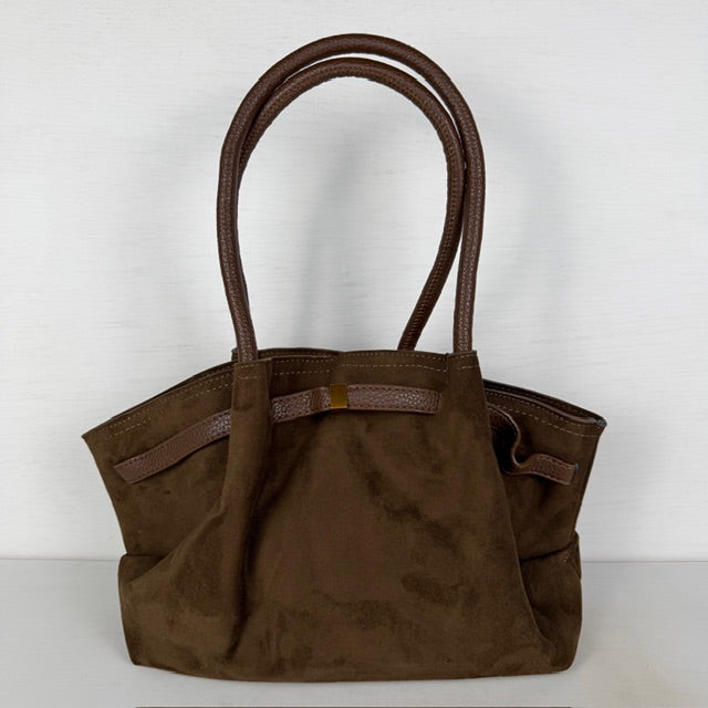Slouchy schoudertas met gouden detail bruin