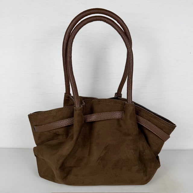 Slouchy schoudertas met gouden detail bruin