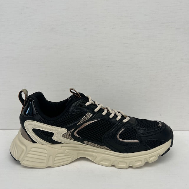 Posh by Poelman trendy sneakers black with gold combination
