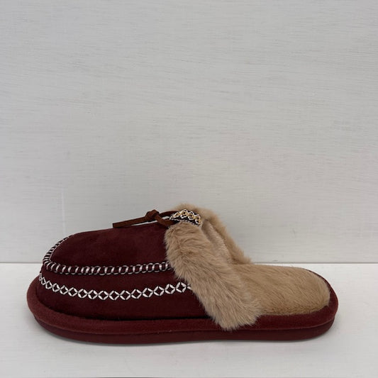 Pantoffels met leuk stiksel bordeaux rood