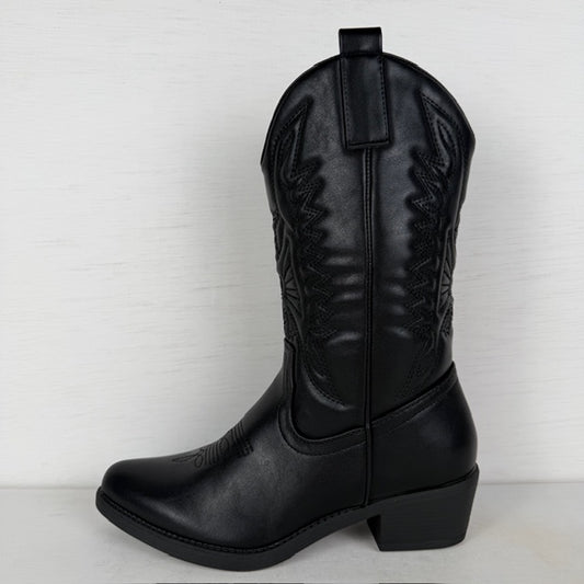 Leatherlook cowboylaarzen met gaaf design zwart