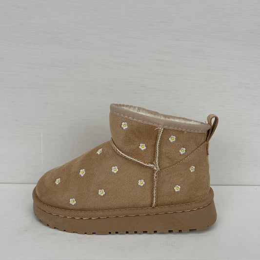 Kids uggies met bloemetjes beige (maat 31 t/m maat 36)
