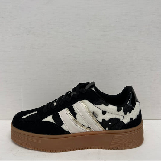Posh by Poelman retro sneakers zwart koeienprint