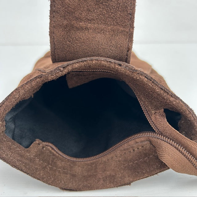 Real leather telefoontasje met flapje bruin