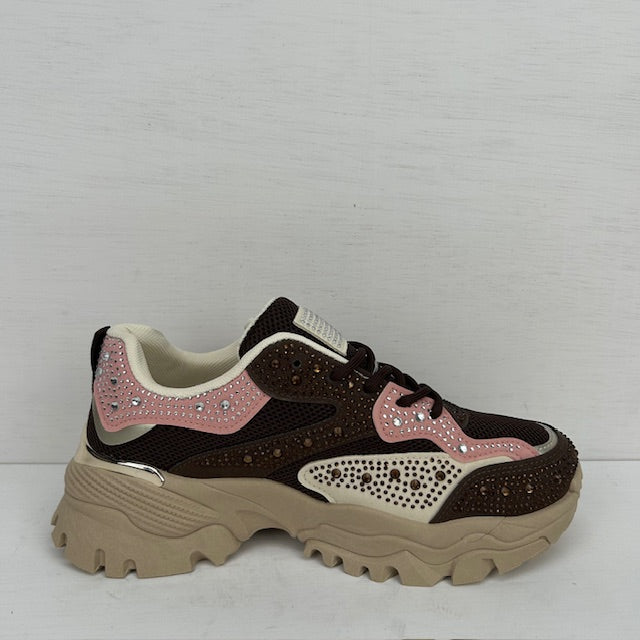 Gave sneakers met shiny details bruin
