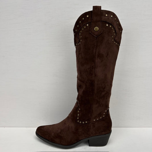 Suèdine cowboylaarzen met studs bruin