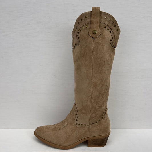 Suèdine cowboylaarzen met studs khaki