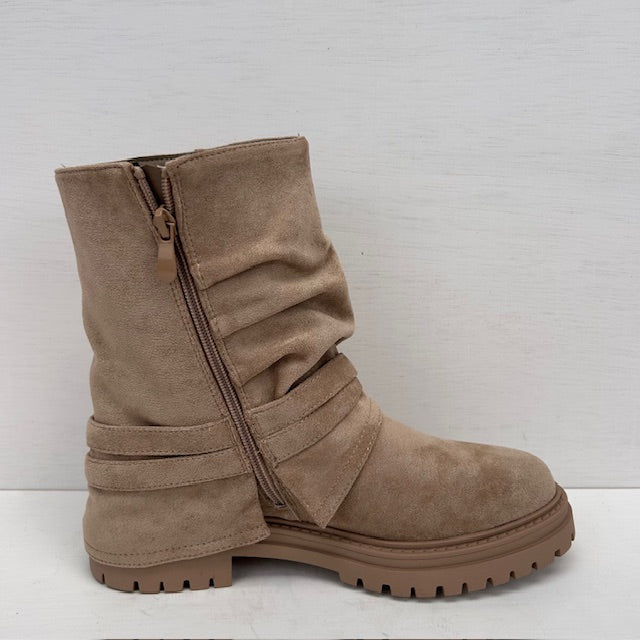 Stoere boots met franjes khaki
