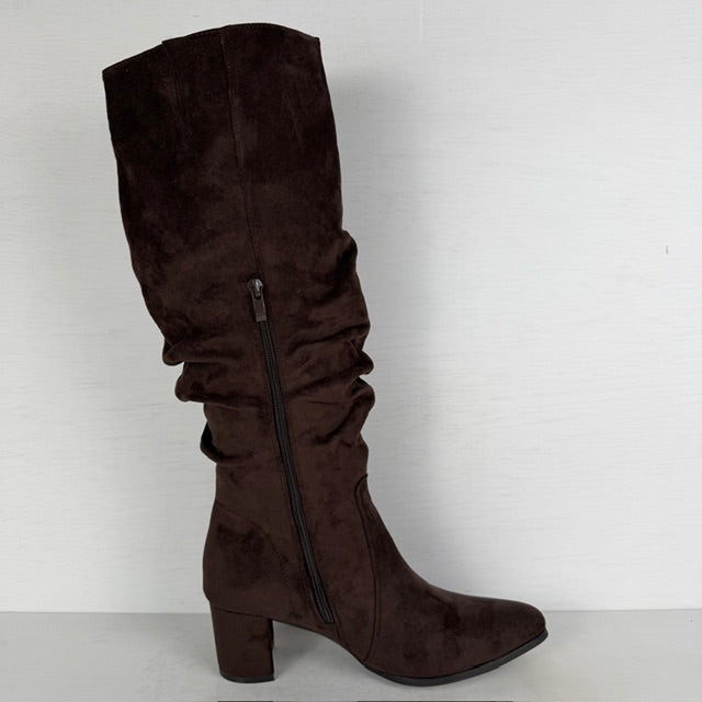 Hoge slouchy laarzen met blokhak bruin