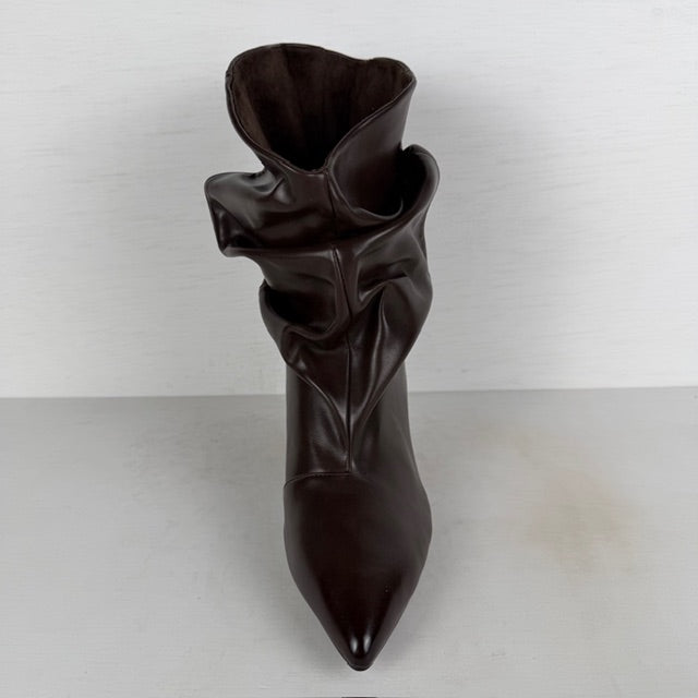 Trendy leatherlook laarzen met slouchy design bruin