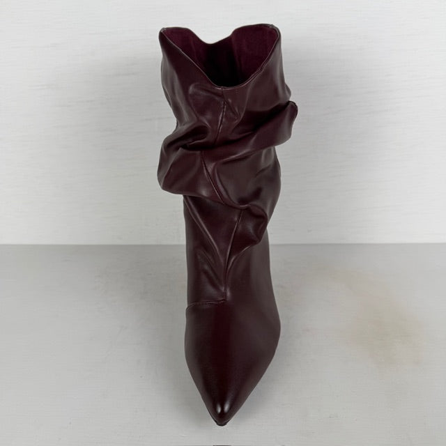 Trendy leatherlook laarzen met slouchy design rood