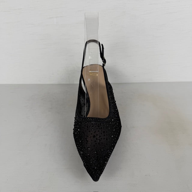 Shiny slingbacks met glitters zwart