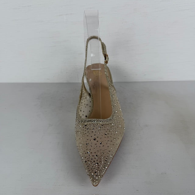 Shiny slingbacks met glitters goud