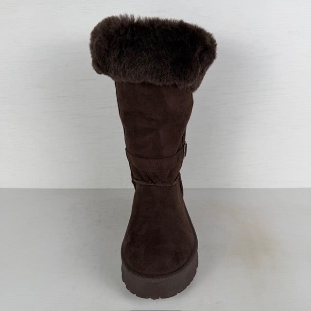Furry boots met gespjes bruin