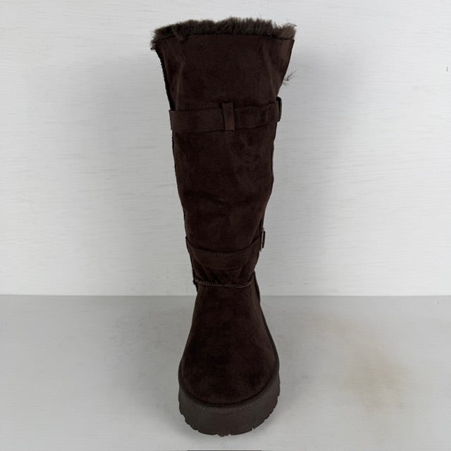 Furry boots met gespjes bruin
