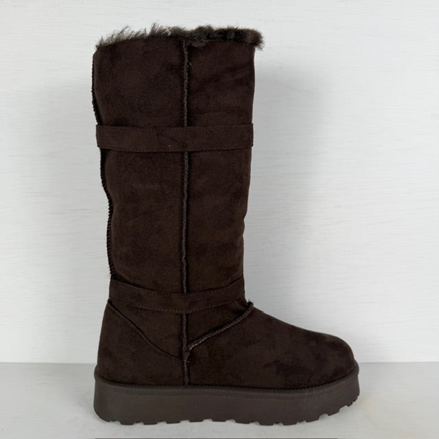 Furry boots met gespjes bruin