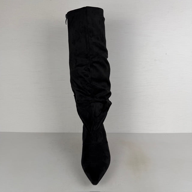 Hoge slouchy laarzen met klein naaldhakje zwart