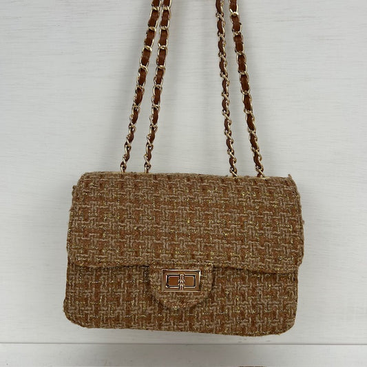Tweed schoudertasje goud