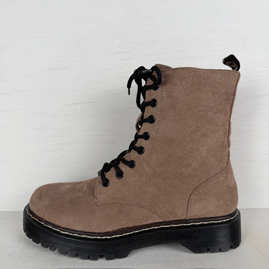 Veterboots met stoere zool khaki