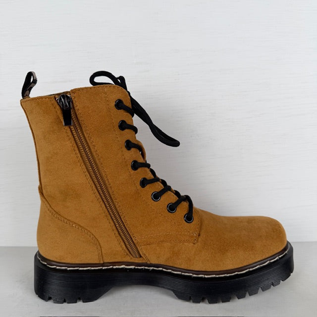 Veterboots met stoere zool camel