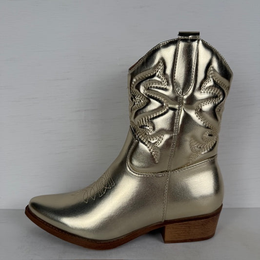 Metallic cowboylaarzen met lage hak goud