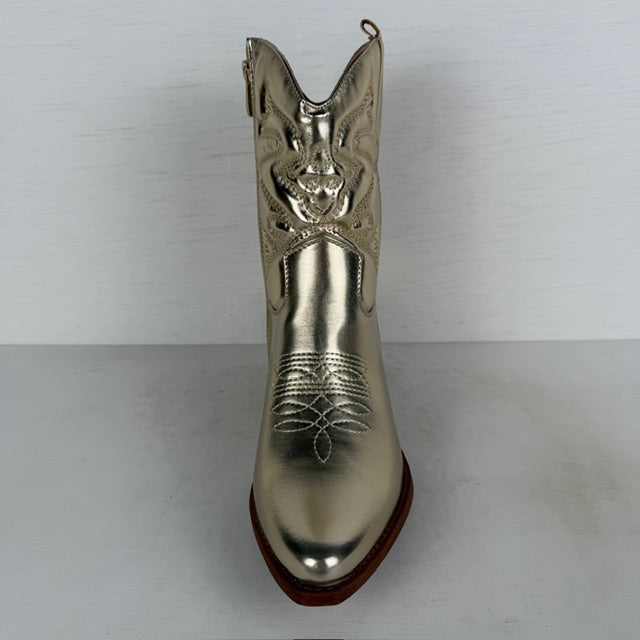 Metallic cowboylaarzen met lage hak goud