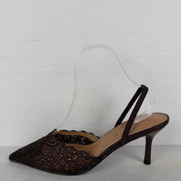 Shiny slingbacks met elegant design bruin