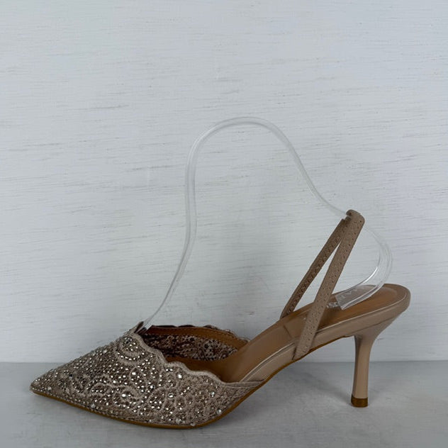 Shiny slingbacks met elegant design khaki