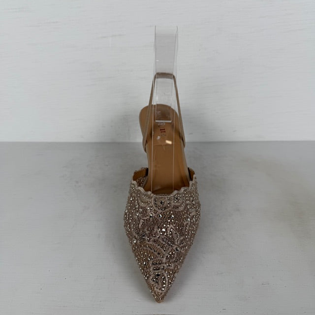 Shiny slingbacks met elegant design khaki