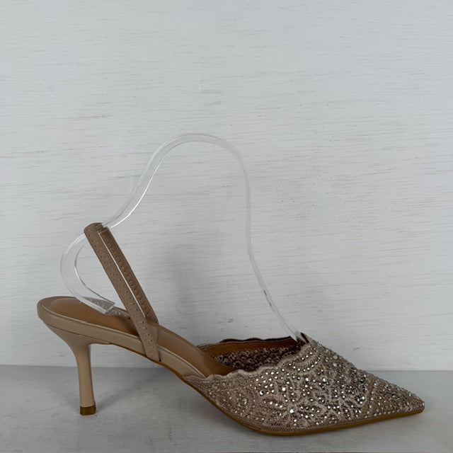 Shiny slingbacks met elegant design khaki