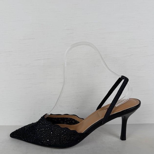 Shiny slingbacks met elegant design zwart