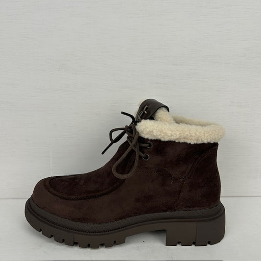 Lage boots met furry randje bruin