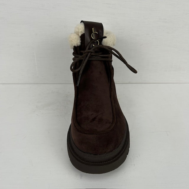 Lage boots met furry randje bruin