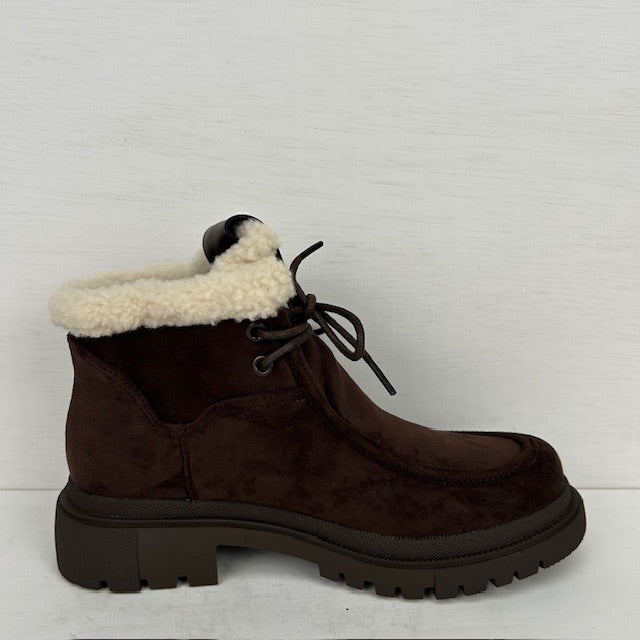 Lage boots met furry randje bruin
