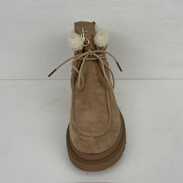 Lage boots met furry randje beige