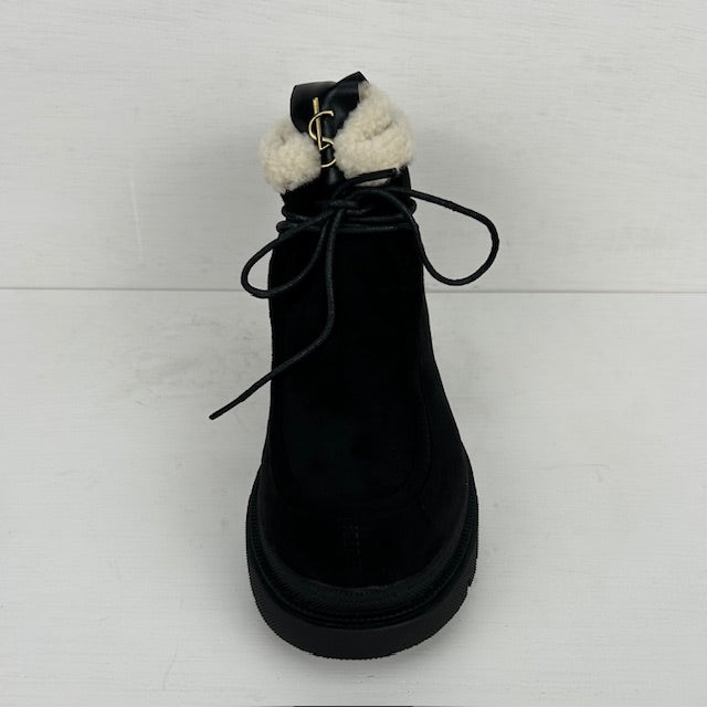 Lage boots met furry randje zwart