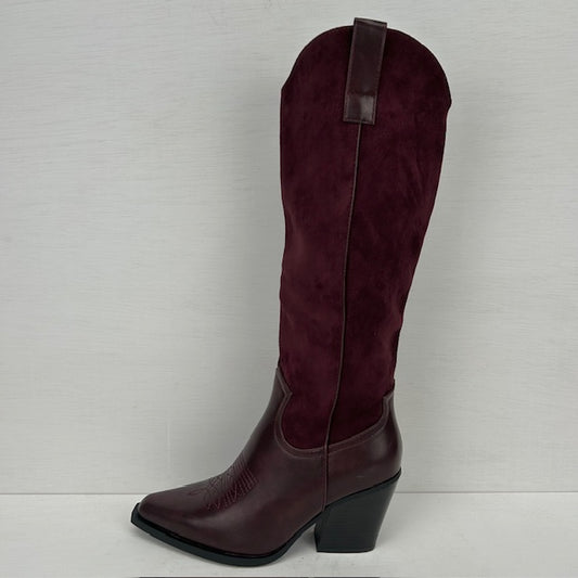 Hoge cowboylaarzen met leatherlook details rood