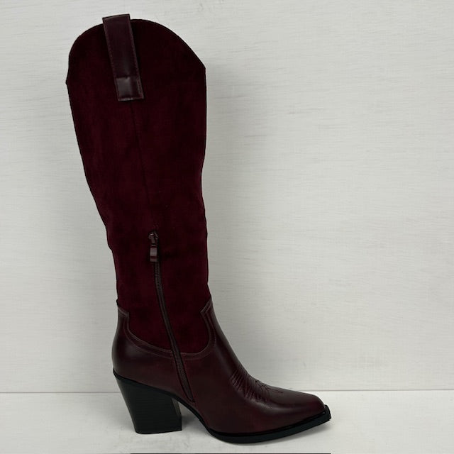 Hoge cowboylaarzen met leatherlook details rood