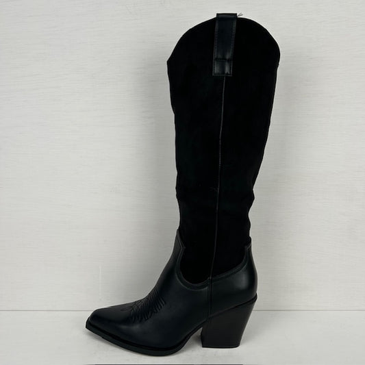 Hoge cowboylaarzen met leatherlook details zwart