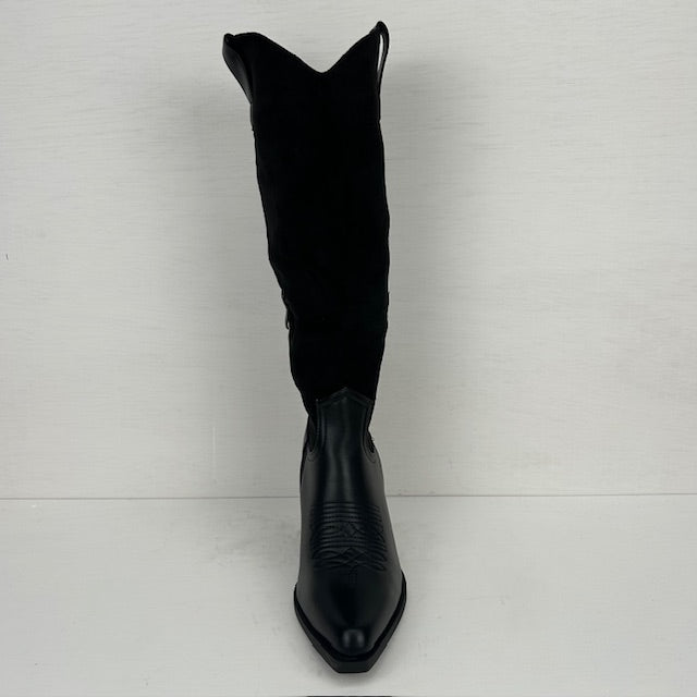 Hoge cowboylaarzen met leatherlook details zwart