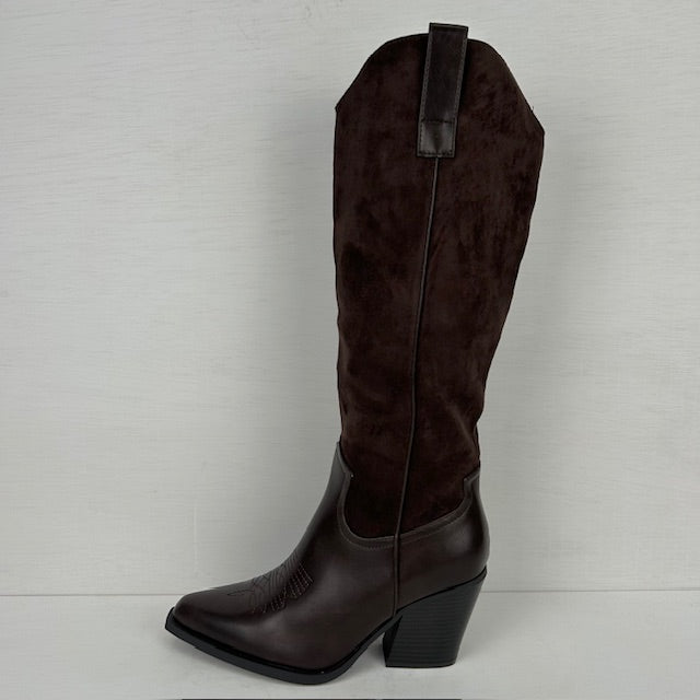 Hoge cowboylaarzen met leatherlook details bruin